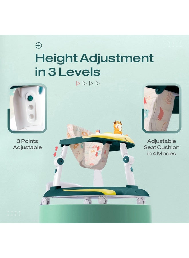 R for Rabbit Little Feet Plus Baby Walker with Rocker 3 Level Height Adjustment and 4 Level Seat Adjustment for Baby Age 6-18 Months Up to 15 KG Weight with Recreational Toy Bar (Green Yellow) - Image 4