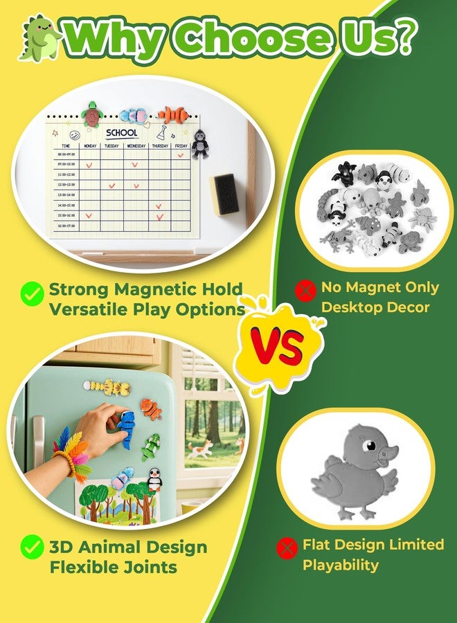 Cessfle 15 Pcs Mini Animal Refrigerator Magnets, Cute Animal Fridge Magnets, Magnet 3D Printed Animals Set, 3D Printed Articulated Animals, Christmas Party Favors Stocking Stuffers, Classroom Rewards - Image 3