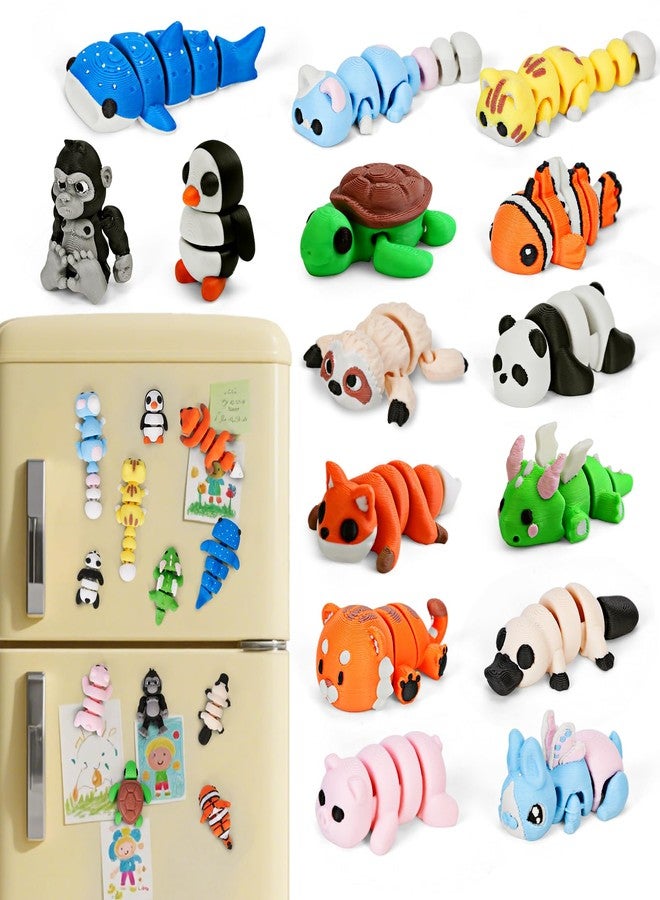 Cessfle 15 Pcs Mini Animal Refrigerator Magnets, Cute Animal Fridge Magnets, Magnet 3D Printed Animals Set, 3D Printed Articulated Animals, Christmas Party Favors Stocking Stuffers, Classroom Rewards - Image 1