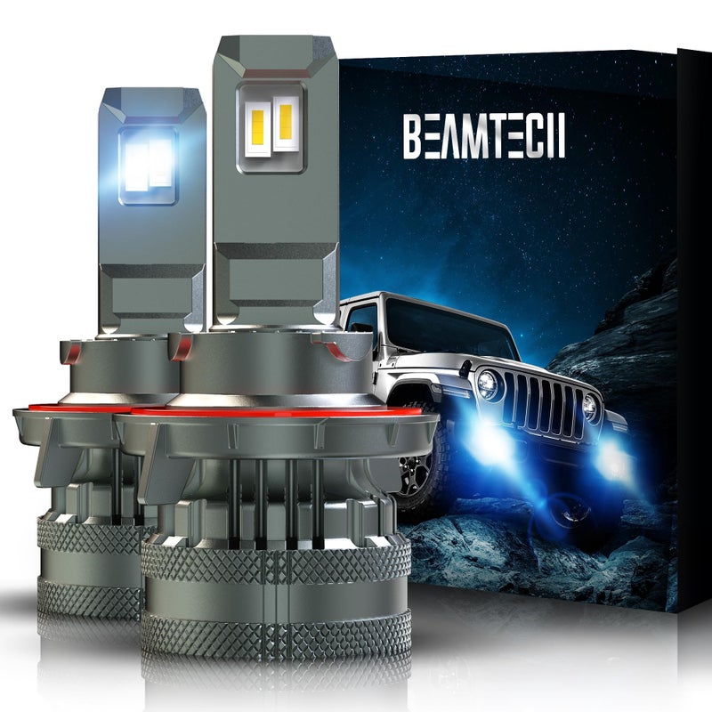 BEAMTECH H13 Bulbs 9008 GXP Chips Canbus Ready Fog Light 600 Brighter High Power 6500K Xenon White 360 Degree Lighting Plug N Play Pack of 2