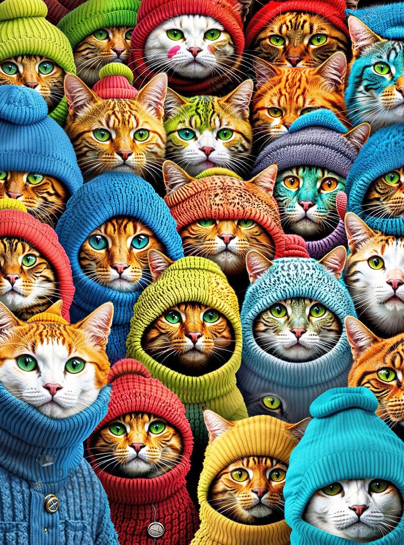 Cross & Glory - Whiskered World: A Kitty Kaleidoscope - Cat Jigsaw Puzzles for Adults, 1000 Piece Puzzle, Vibrant, Challenging & Detailed, Cat Puzzles - Image 1