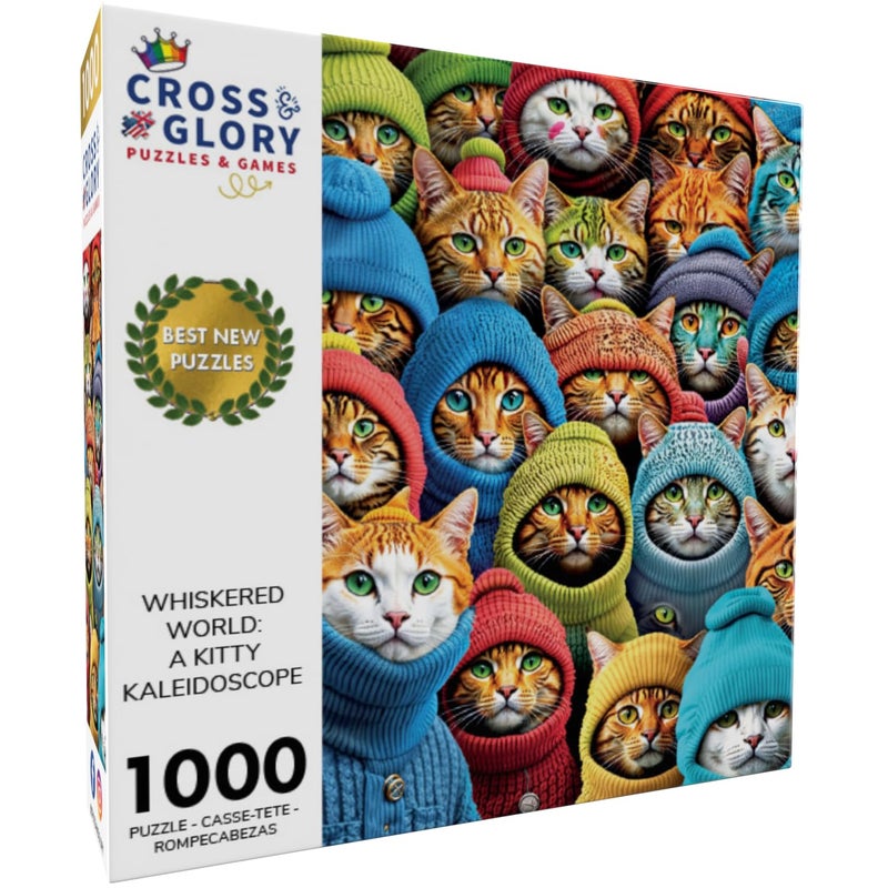 Cross & Glory - Whiskered World: A Kitty Kaleidoscope - Cat Jigsaw Puzzles for Adults, 1000 Piece Puzzle, Vibrant, Challenging & Detailed, Cat Puzzles - Image 2