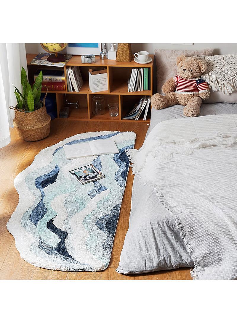 Y&D Bedroom Flocking Carpet Thickened Dirt-resistant Easy To Take Care Of Bedside Blanket Bedroom Non-slip Mat Four Seasons Universal-50*100cm  - Image 1
