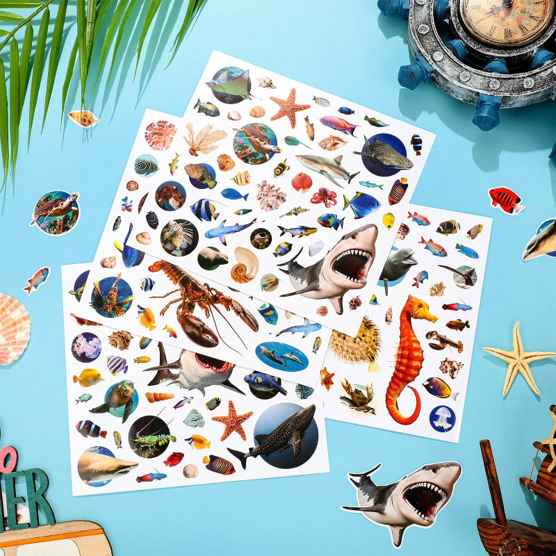 Zonon 800 Pieces Ocean Sea Animal Stickers Waterproof Under The Fish Animal Stickers for Ocean Sea Party Favors  Scrapbooking  Water Bottle Scrapbook Class Rewards Fish Party Supplies - Image 4