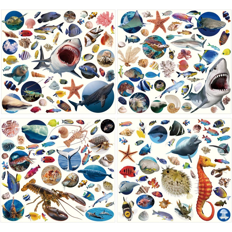 Zonon 800 Pieces Ocean Sea Animal Stickers Waterproof Under The Fish Animal Stickers for Ocean Sea Party Favors  Scrapbooking  Water Bottle Scrapbook Class Rewards Fish Party Supplies - Image 1