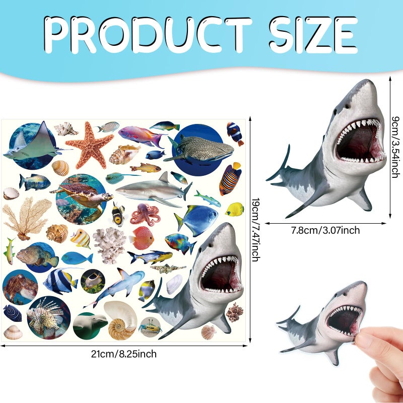 Zonon 800 Pieces Ocean Sea Animal Stickers Waterproof Under The Fish Animal Stickers for Ocean Sea Party Favors  Scrapbooking  Water Bottle Scrapbook Class Rewards Fish Party Supplies - Image 2