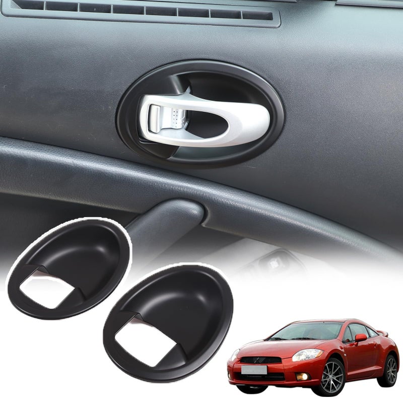 ABS Interior Door Handle Bowl Trim Compatible with Mitsubishi Eclipse 20062011Left and Right Inner Door Pull Handle Bowl AntiScratch Protection Cover Trim Accessories 2PCS Matte Black