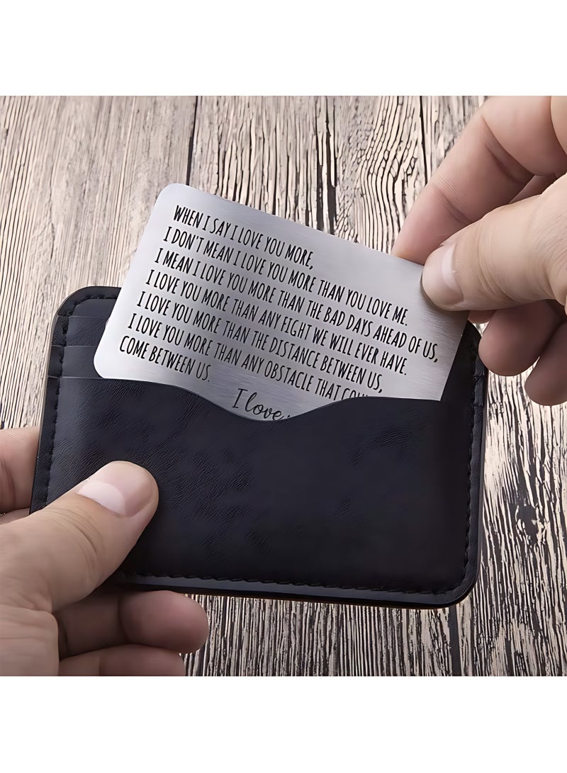 Neonix Wallet Insert Card Anniversary Valentine's Day Gifts Men Husband From Wife Girlfriend Boyfriend Birthday Gifts Metal Mini Love Letters Wedding Gifts Groom & Groom He Her Deployment Gifts - Image 5