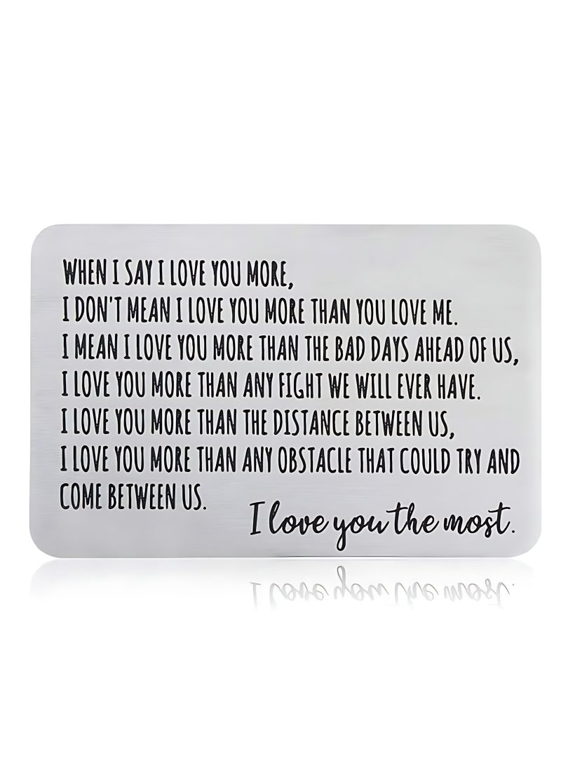 Neonix Wallet Insert Card Anniversary Valentine's Day Gifts Men Husband From Wife Girlfriend Boyfriend Birthday Gifts Metal Mini Love Letters Wedding Gifts Groom & Groom He Her Deployment Gifts - Image 2