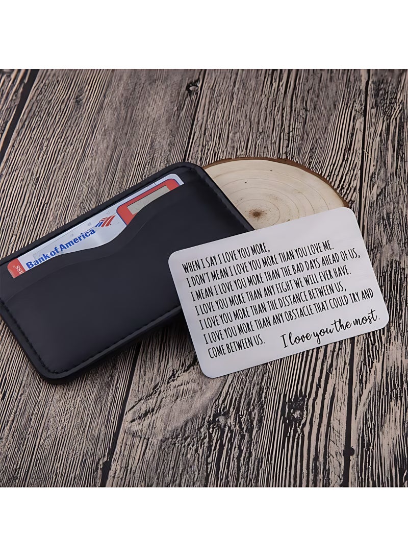 Neonix Wallet Insert Card Anniversary Valentine's Day Gifts Men Husband From Wife Girlfriend Boyfriend Birthday Gifts Metal Mini Love Letters Wedding Gifts Groom & Groom He Her Deployment Gifts - Image 4