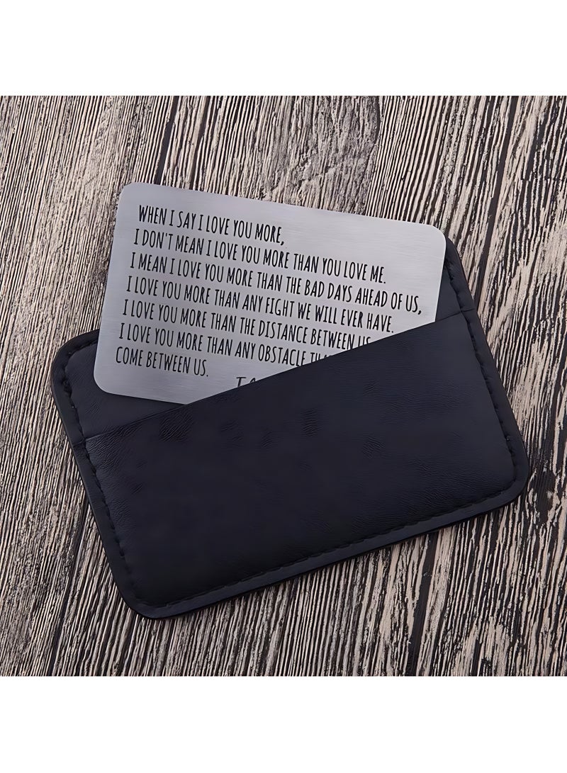 Neonix Wallet Insert Card Anniversary Valentine's Day Gifts Men Husband From Wife Girlfriend Boyfriend Birthday Gifts Metal Mini Love Letters Wedding Gifts Groom & Groom He Her Deployment Gifts - Image 3