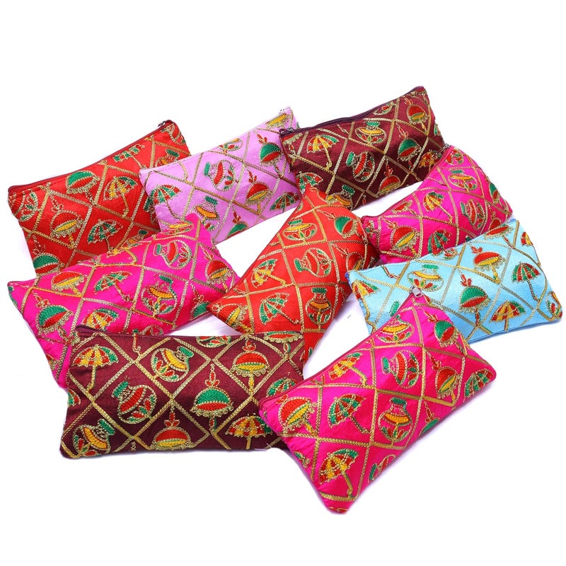 Trendifly Embroidery Wedding Return Gift for Women Wholesale Bridal Traveling potli Bag with Zipper for Ladies Baby Shower Shagun Purse Gifting Haldi Mehandi for Girl - Image 1