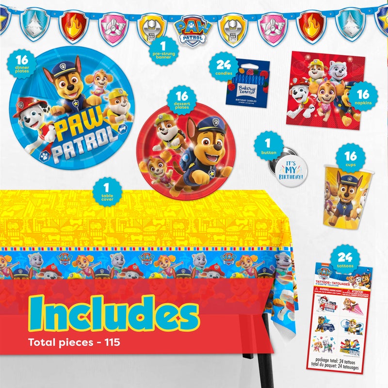 Unique Paw Patrol Party Supplies and Decorations, Paw Patrol Birthday Party Supplies, Serves 16 Guests, Officially Licensed with Table Cover, Banner Decor, Plates, Napkins & More - Image 2