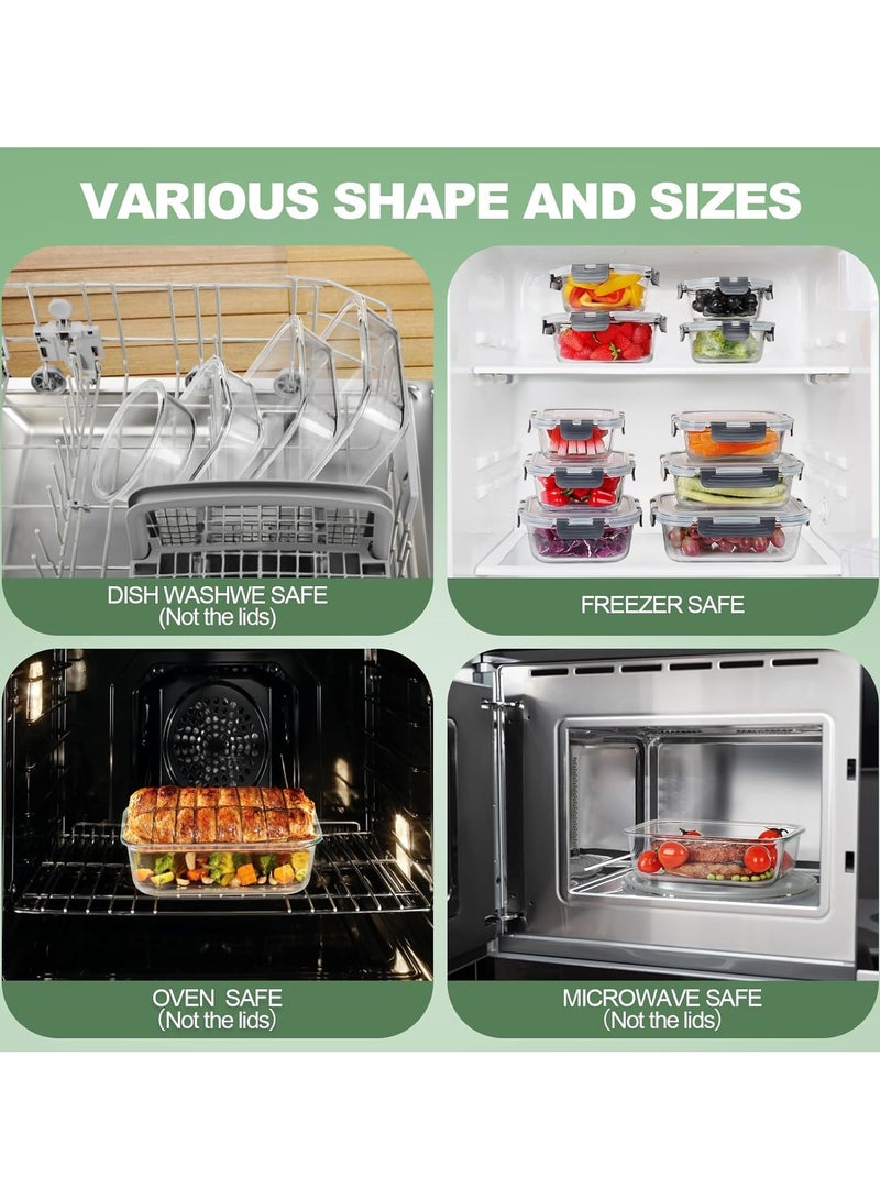 12 قطعة حاوية زجاجية لإعداد الوجبة،  حاوية الغداء مع غطاء صندوق بينتو - Image 5