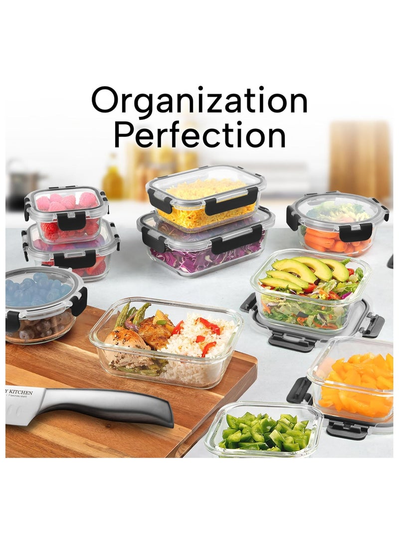 12 قطعة حاوية زجاجية لإعداد الوجبة،  حاوية الغداء مع غطاء صندوق بينتو - Image 4