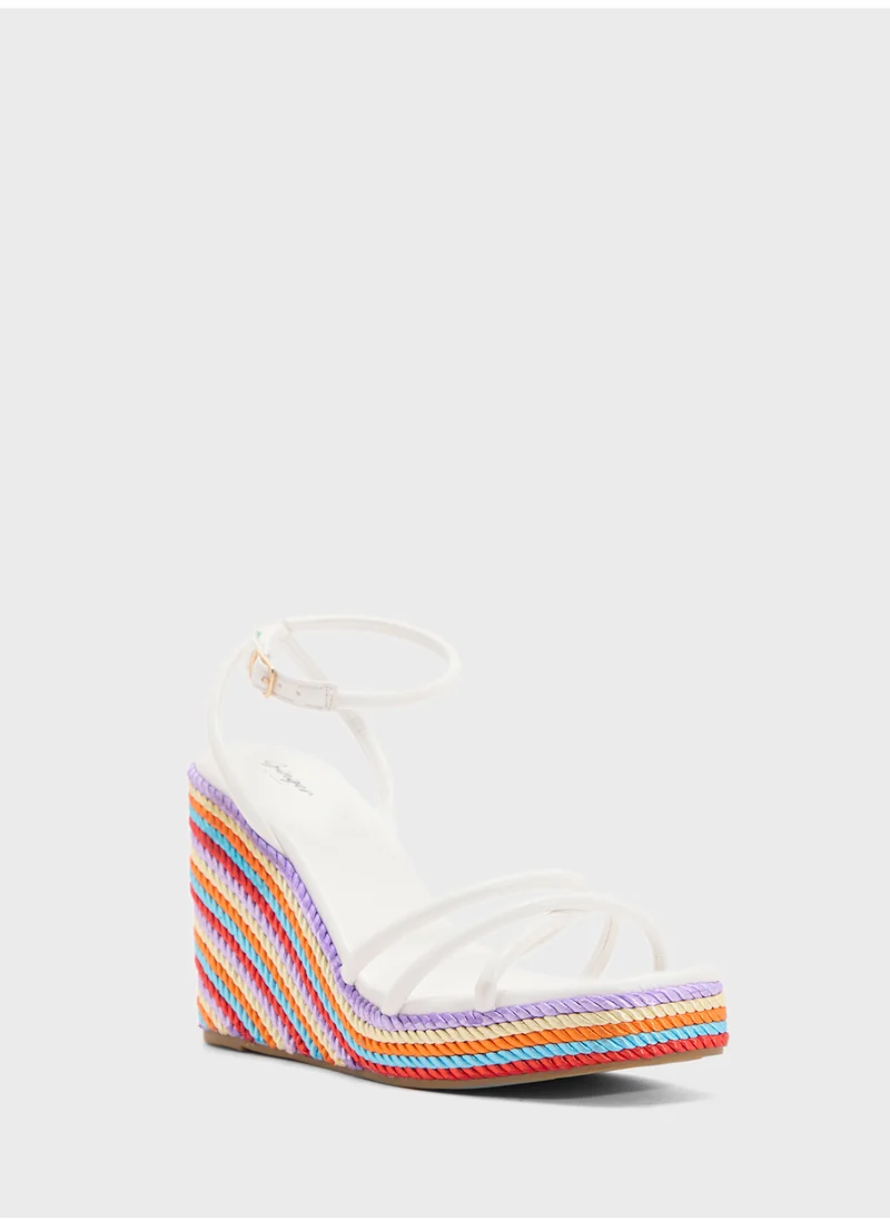 Ginger Strappy Ankle Strap Color Pop Wedge Sandal