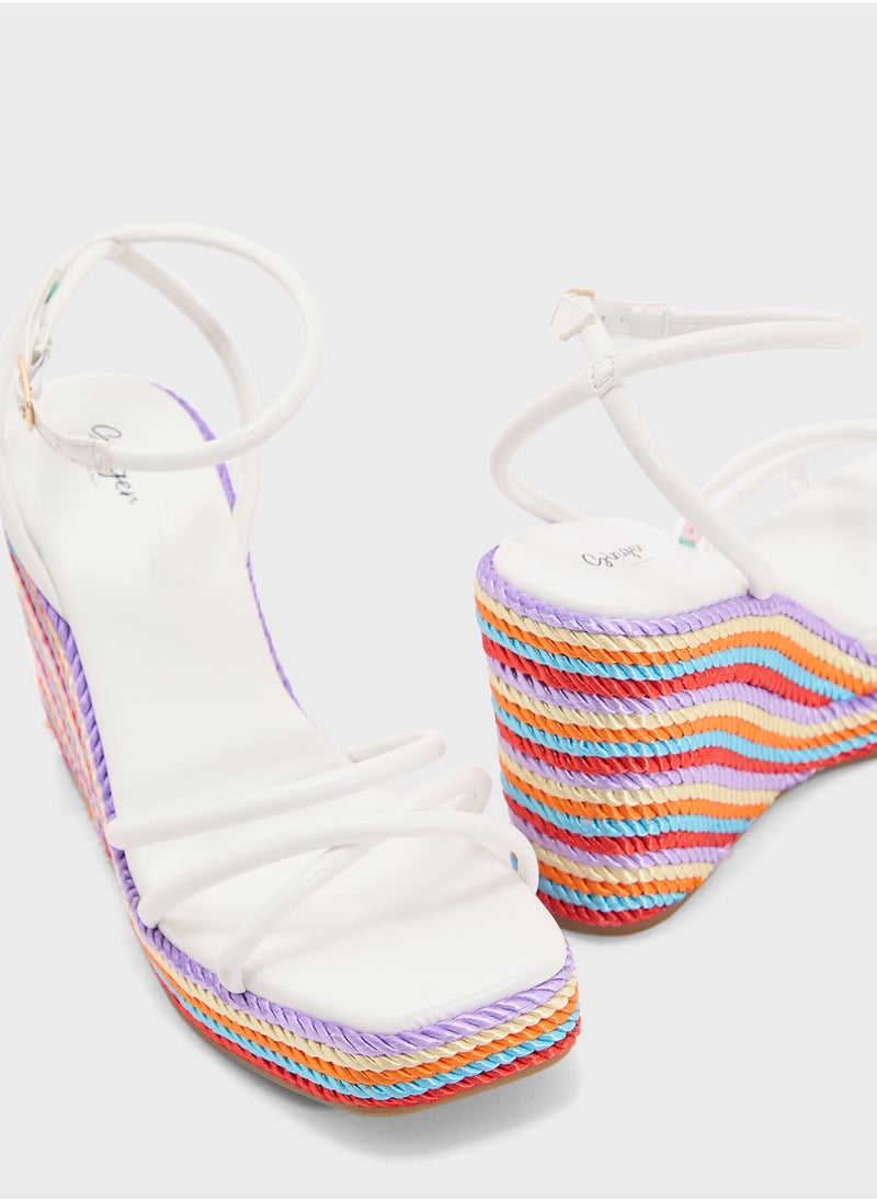 Ginger Strappy Ankle Strap Color Pop Wedge Sandal  - Image 4