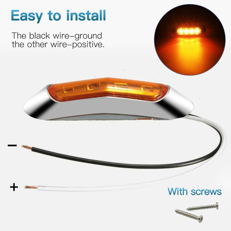 ALFU 40PCS LED Side Marker Indicator Lights - 20 Amber & 20 Red for Trailers, Trucks, and Boats - Image 3