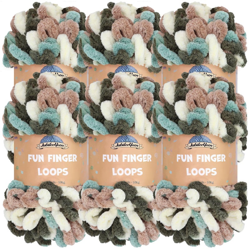 BambooMN JubileeYarn Fun Finger Loops Yarn  100gSkein Jumbo Polyester  Demeter  6 Skeins