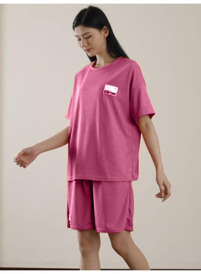 Two-piece Suit Summer Thin Casual Wear Shorts with Shirt T-142
