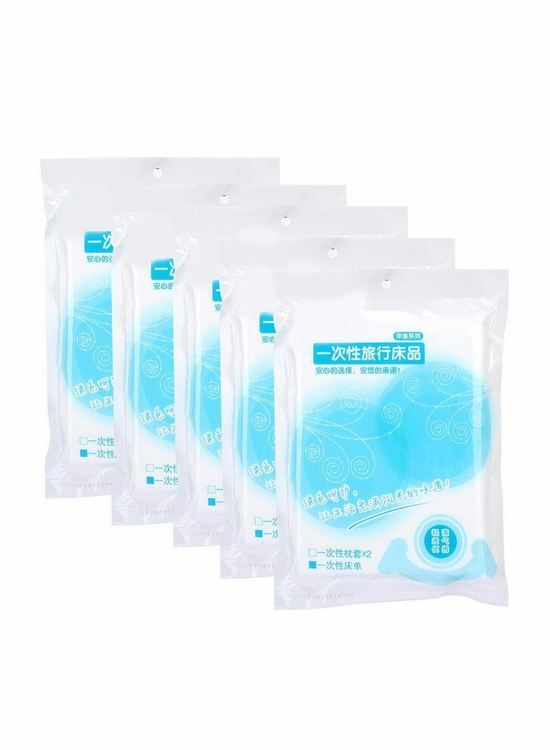 Children's Sheet Pillowcase Sets, 5pcs 120 x 200cm MAKINGTEC Disposable Bed Sheets Bed Cover Portable Outdoor Hotel Bedding Supplies - Image 1