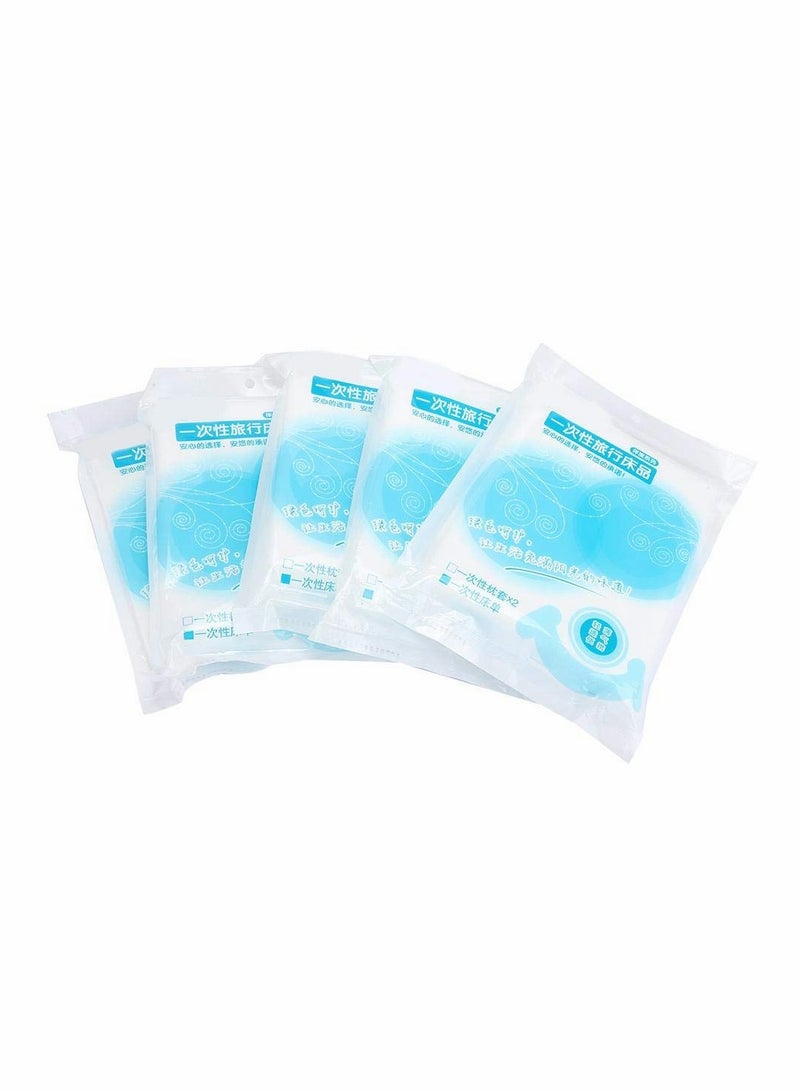 Children's Sheet Pillowcase Sets, 5pcs 120 x 200cm MAKINGTEC Disposable Bed Sheets Bed Cover Portable Outdoor Hotel Bedding Supplies - Image 2