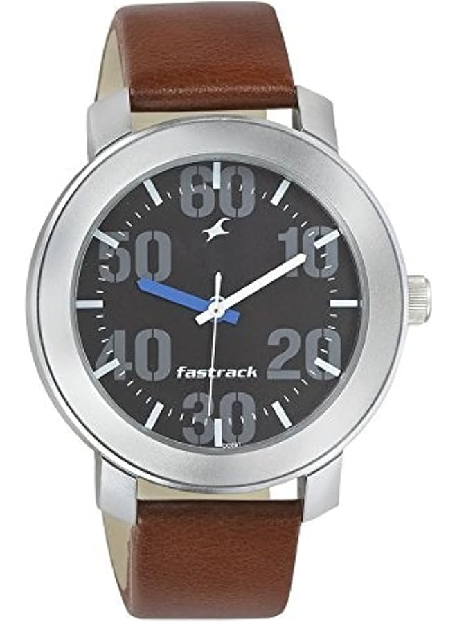 فاستراك ساعة رجالية بمينا أسود وسوار جلدي 3121Sl01