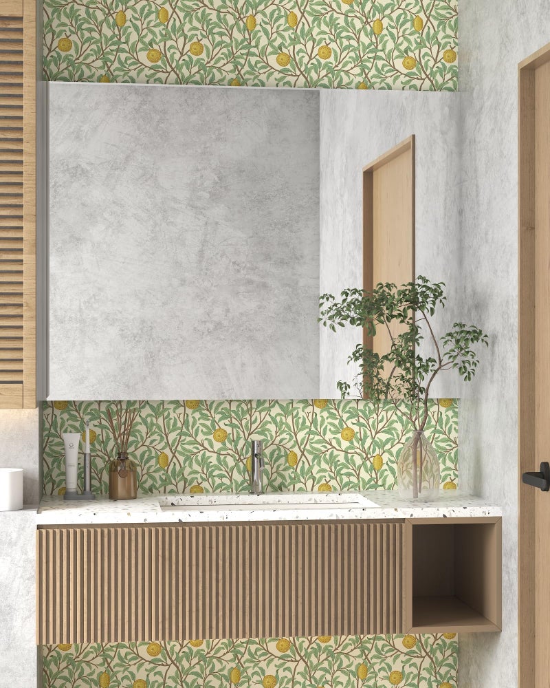 OSECAGE Lemon Wallpaper Leaf Peel and Stick Wallpaper Beige and Green 17.3"X78.8" Self Adhesive Wall Paper Removable Decorative Wallpapers Boho Contact Paper for Bedroom Bathroom Cabinets Decor Vinyl Roll - Image 5