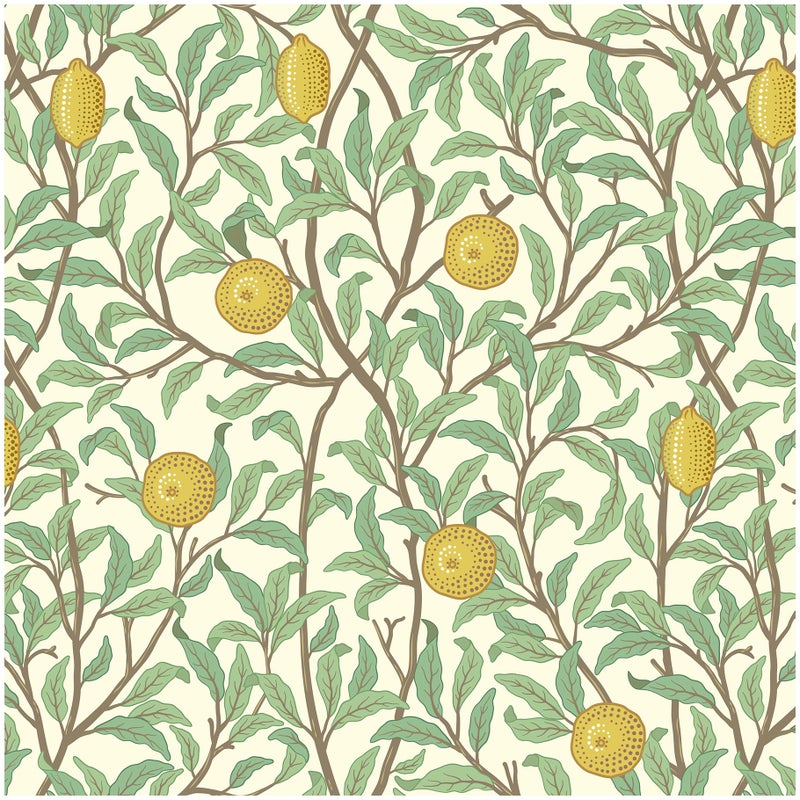 OSECAGE Lemon Wallpaper Leaf Peel and Stick Wallpaper Beige and Green 17.3"X78.8" Self Adhesive Wall Paper Removable Decorative Wallpapers Boho Contact Paper for Bedroom Bathroom Cabinets Decor Vinyl Roll - Image 1
