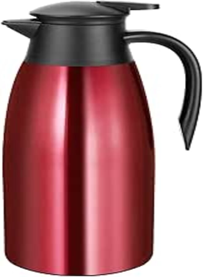 GearRoot 68oz Coffee Carafe Airpot Insulated Coffee Thermos Urn Stainless Steel Vacuum Thermal Pot Flask for Coffee, Hot Water, Tea, Hot Beverage - Keep 12 Hours Hot, 24 Hours Cold -Red …