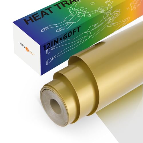 HTVRONT Heat Transfer Vinyl Gold Iron on Vinyl-12 x 60FT Gold HTV Vinyl Roll Easy to Cut & Weed for Heat Vinyl Design - Image 1