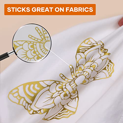 HTVRONT Heat Transfer Vinyl Gold Iron on Vinyl-12 x 60FT Gold HTV Vinyl Roll Easy to Cut & Weed for Heat Vinyl Design - Image 3