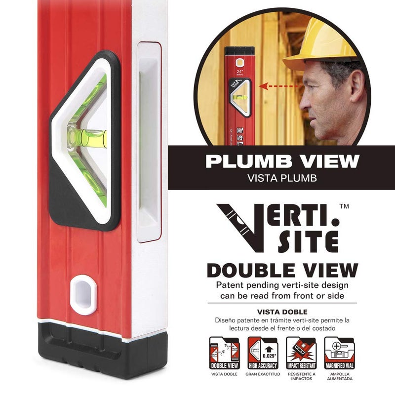 Goldblatt 3-Piece Torpedo Level Set - 9", 24", 48" Spirit Level Included, Aluminum Alloy Construction - Image 2