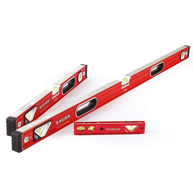 Goldblatt 3-Piece Torpedo Level Set - 9", 24", 48" Spirit Level Included, Aluminum Alloy Construction - Image 1
