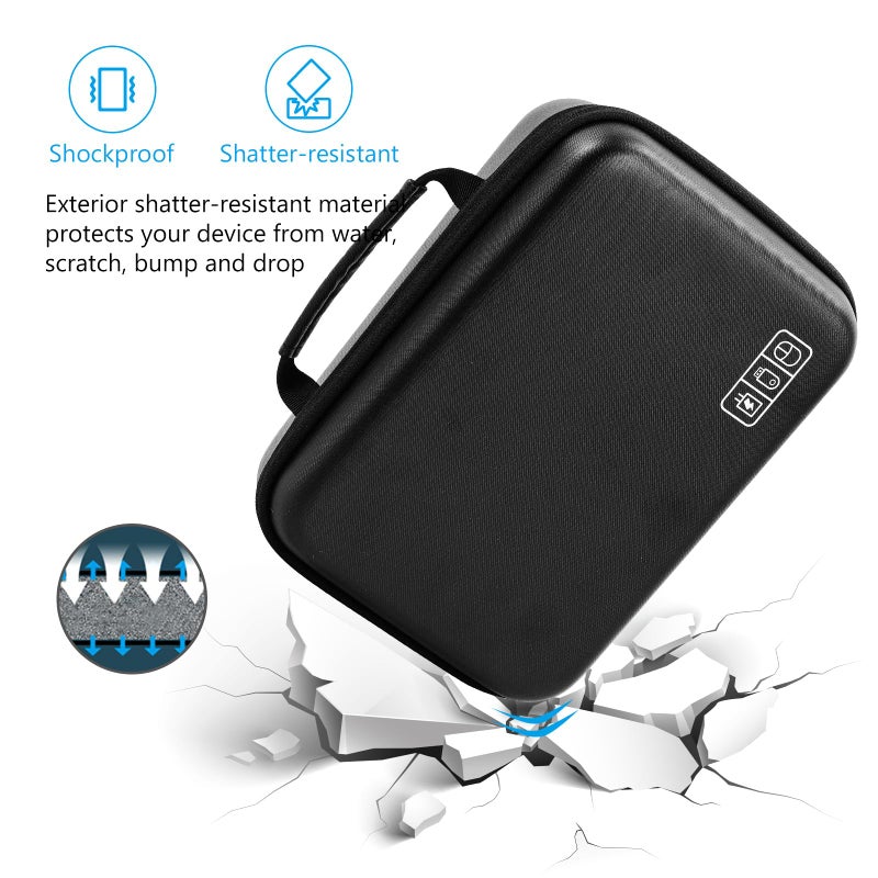 ProCase Hard Travel Electronic Organizer Case for MacBook Power Adapter Chargers Cables Power Bank Apple Magic Mouse Apple Pencil USB Flash Disk SD Card Small Portable Accessories Bag -Black, XL - Image 4