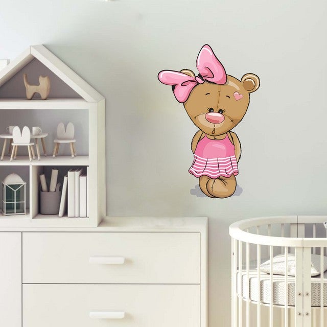 Reysa Tasarım Reysa Design Pink Dressed Teddy Bear Sticker Wall Sticker 30 x 20 cm  - Image 2