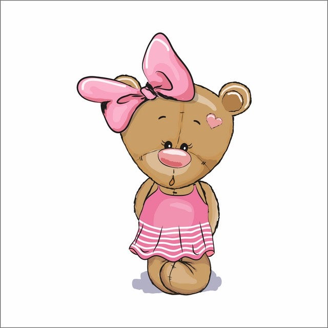 Reysa Tasarım Reysa Design Pink Dressed Teddy Bear Sticker Wall Sticker 30 x 20 cm  - Image 1