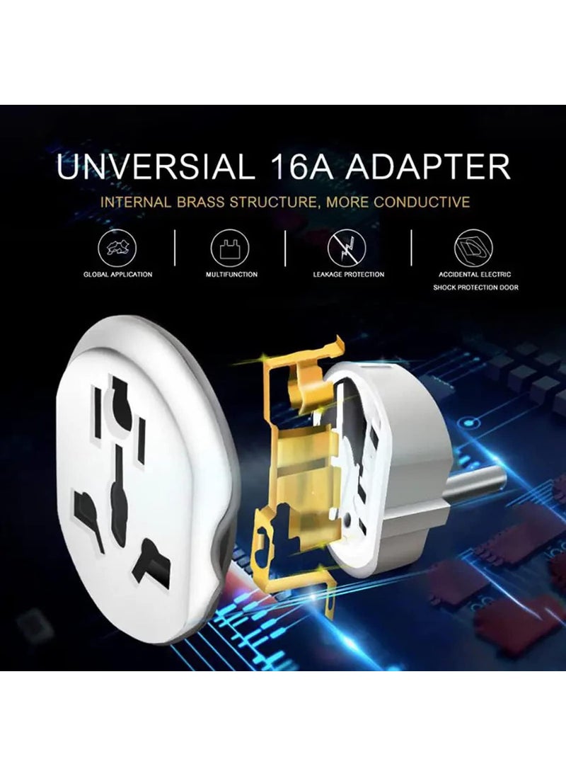 FKU FKU Travel Adapter EU Adapter Universal EU Converter 2 Round Pin Socket AU US UK CN to EU Wall Socket AC 16A 250V Travel Adapter Universal 6  - Image 2