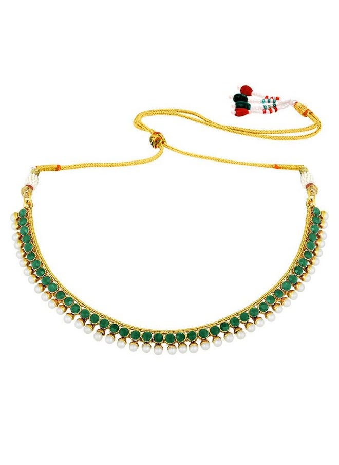 Aheli - Bollywood Fashion Faux Stone Wedding Necklace Big Earrings Indian Fashion Jewelry Set For Women (Green) - Image 1