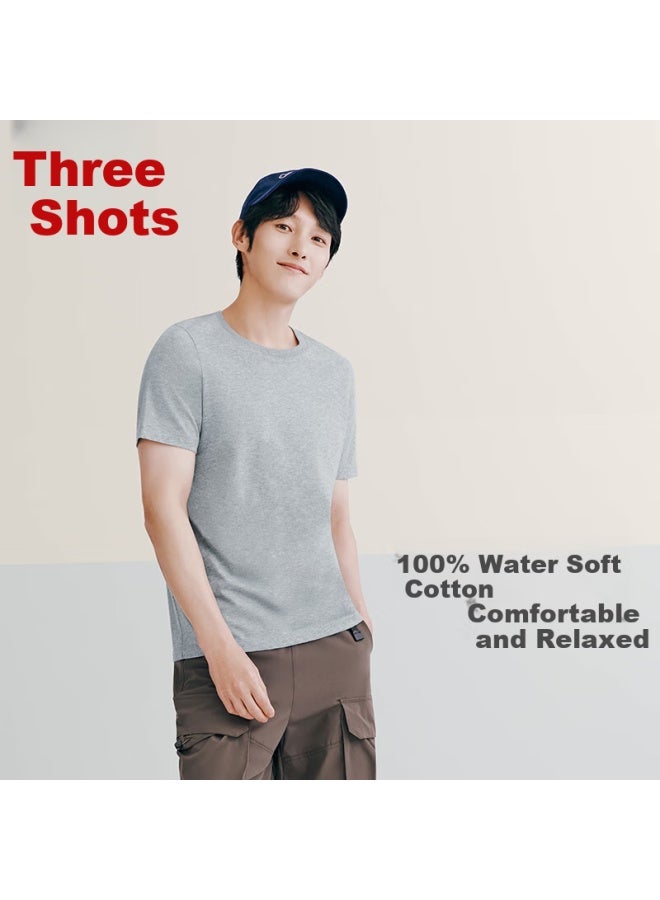 Threegun men's Round Neck Short Sleeve T-shirt All-match Casual Men's Undershirt - Image 1