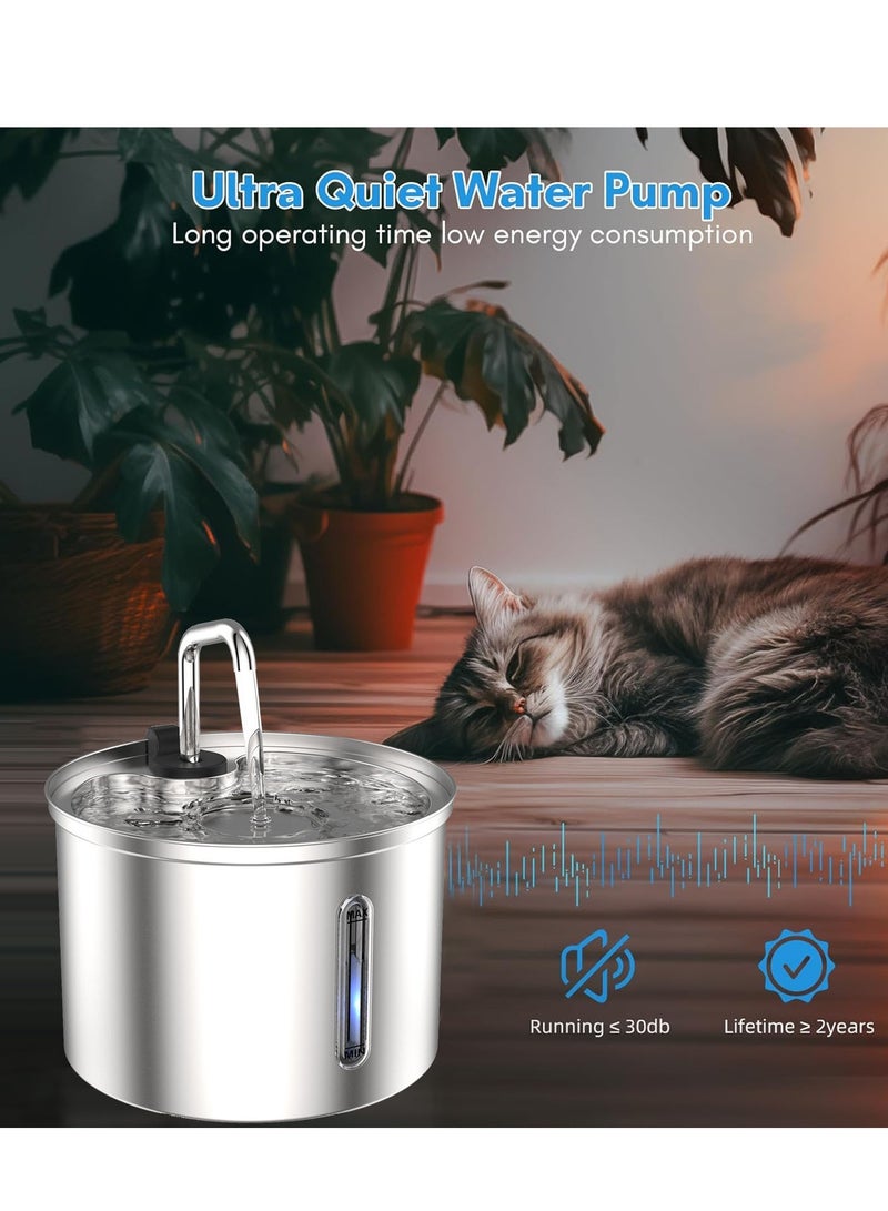 نافورة مياه للقطط من الفولاذ المقاوم للصدأ - نافورة مياه للقطط والحيوانات الأليفة - موزع مياه للكلاب والقطط من الفولاذ المقاوم للصدأ - Image 3