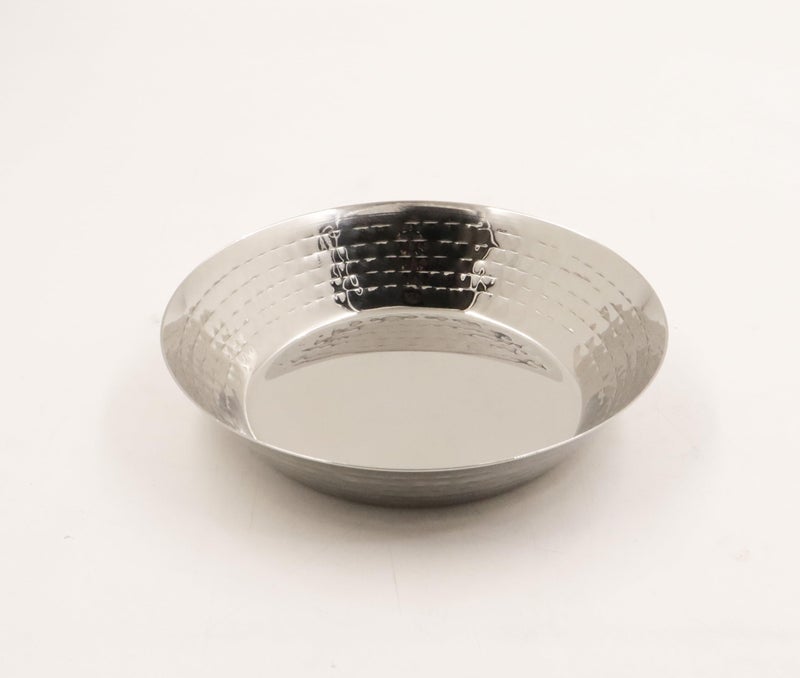Spillbox Stainless Steel Hammered Parat l|Quarter Plates| Snack Plate|Nasta Plate| Dessert Plate Set| Side Dish Plate |Mirror Finish| BPA Free- Hammered Parat Plate (Small) - Image 2