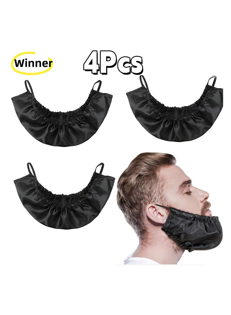 وينر عبوة من 4 مريلة لحية للرجال، أغطية لحية سوداء، قبعة لحية قبل النوم للرجال، أغطية باندانا للحية، قناع لحية - Image 1