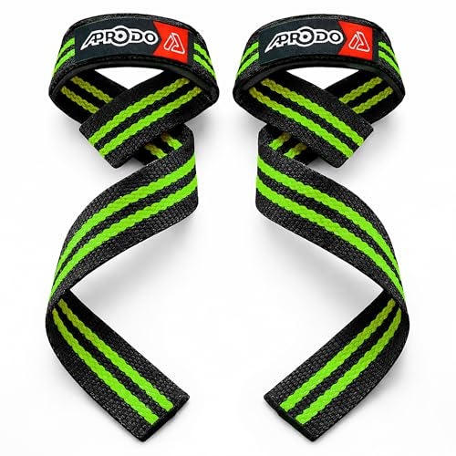 APRODO Weight Lifting Straps + Wrist Protector for Weightlifting, Bodybuilding, MMA, Powerlifting, Strength Training ~ Men & Women (BLACK AND GREEN) - Image 1