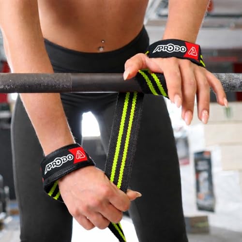 APRODO Weight Lifting Straps + Wrist Protector for Weightlifting, Bodybuilding, MMA, Powerlifting, Strength Training ~ Men & Women (BLACK AND GREEN) - Image 5