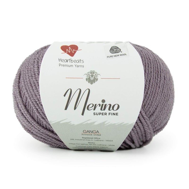 Heartbeats Merino Superfine,is 100% Pure New Wool Mark Certified. Oekotex Class 1 Certified. Pack of 2 Balls-50Gm Each. MSF17 Lilac - Image 1