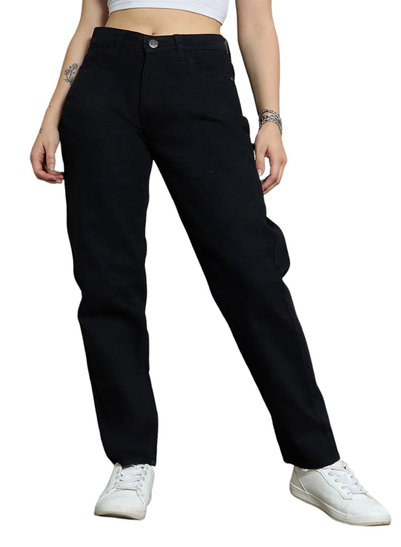 HIGH STAR Slim Fit Black High-Rise Jeans for Women with Stretchable Fabric