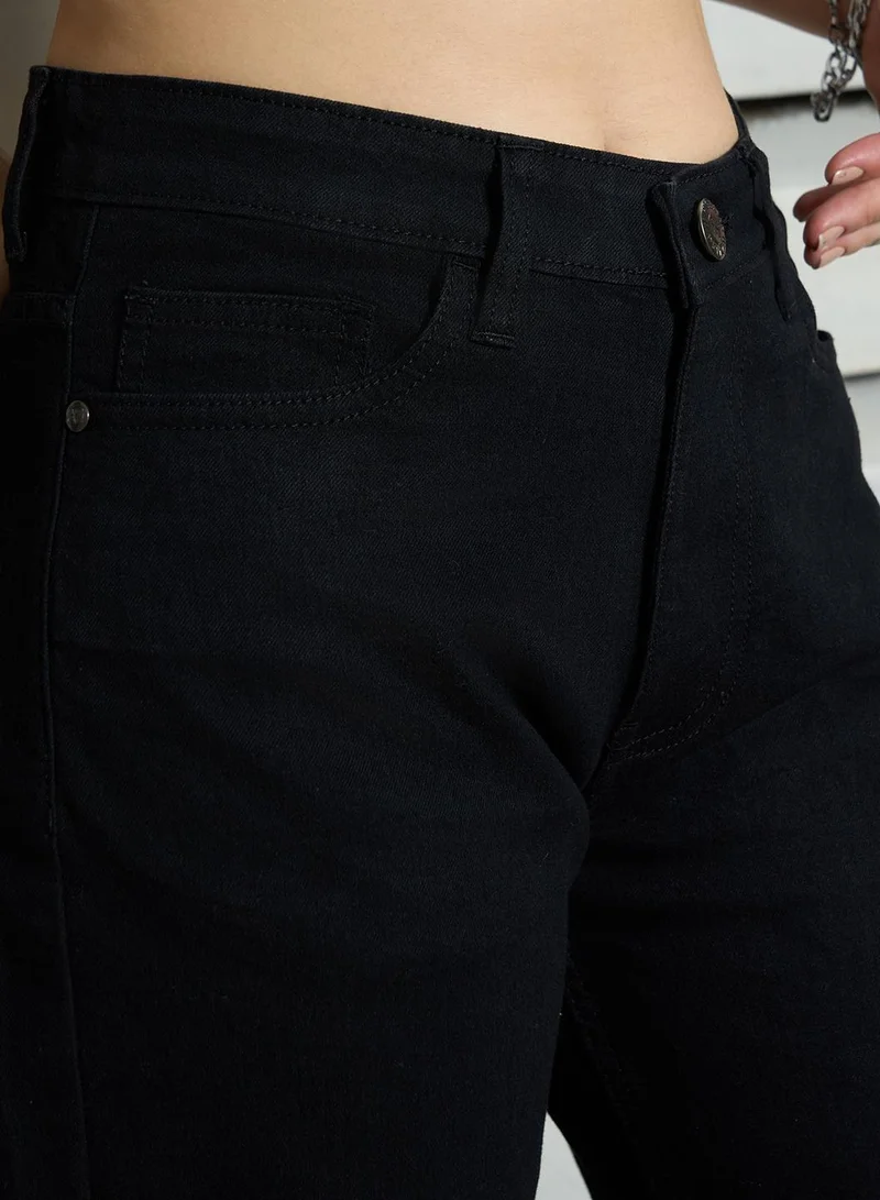 HIGH STAR Slim Fit Black High-Rise Jeans for Women with Stretchable Fabric