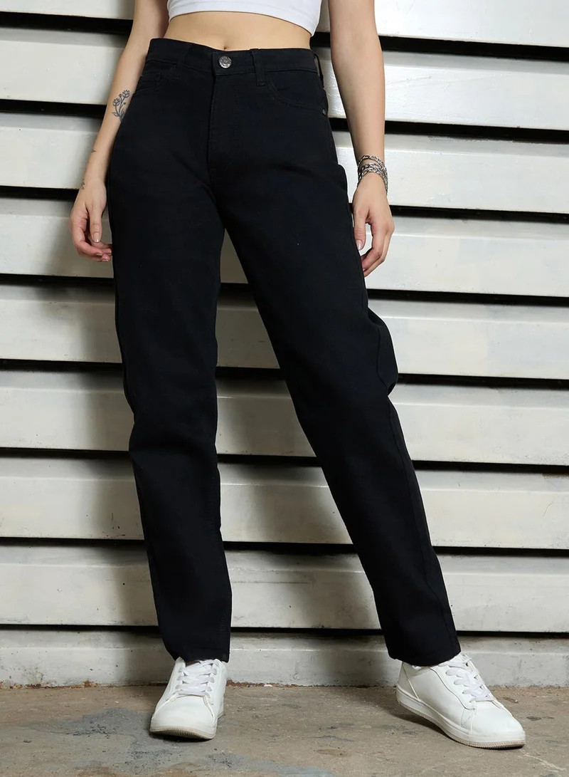 HIGH STAR Slim Fit Black High-Rise Jeans for Women with Stretchable Fabric