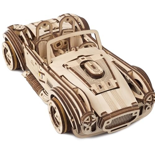 UGEARS Drift Cobra Racing Car Puzzle Wooden 3D Puzzles for Adults to Build with Powerful Spring Motor Wood Mechanical Models Building Kit Retro Hobbies for Men 370 Pcs - Image 1